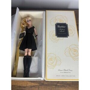 Barbie BFMC Classic Black Dress Silkstone Doll Gold Label 2015 Mattel DKN07